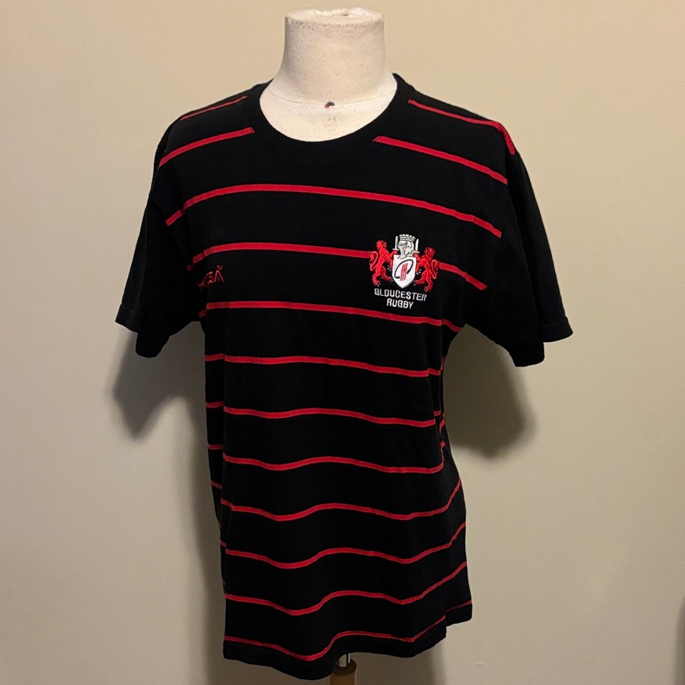 Kooga Gloucester Rugby Navy and Red Striped Men's Shirt Size Medium